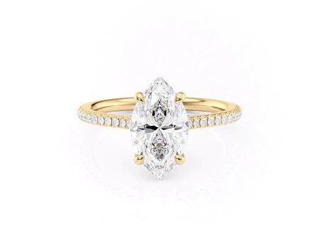 The Pave Claire Set With A 1.5 Carat Marquise Lab Diamond on Sale