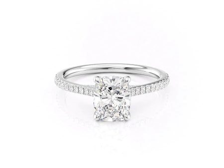 The Pave Claire Set With A 1.5 Carat Elongated Cushion Lab Diamond Online Sale