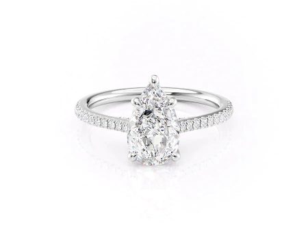 The Pave Claire Set With A 2 Carat Pear Lab Diamond on Sale