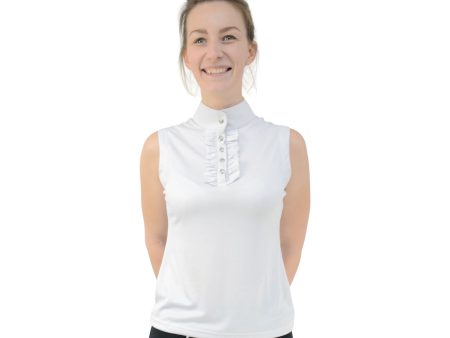 Hyfashion Katherine Ruffle Sleeveless Show Shirt- White For Sale