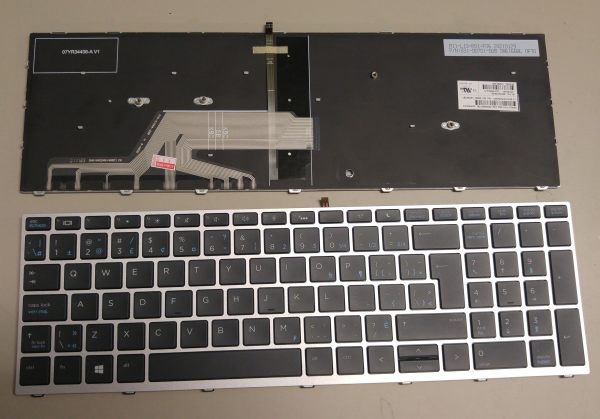 New HP Probook 450 455 470 G5 Bilingual Canadian CA Keyboard L01028-DB1 X8CA Backlit Silver frame on Sale